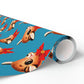 Reindeer With Bow Blue Mid Century Retro Christmas Print Holiday Gift Wrap Paper - Glossy Or Matte