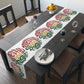 Merry And Bright Retro Style Christmas Print Home Decor Cotton Poly Table Runner