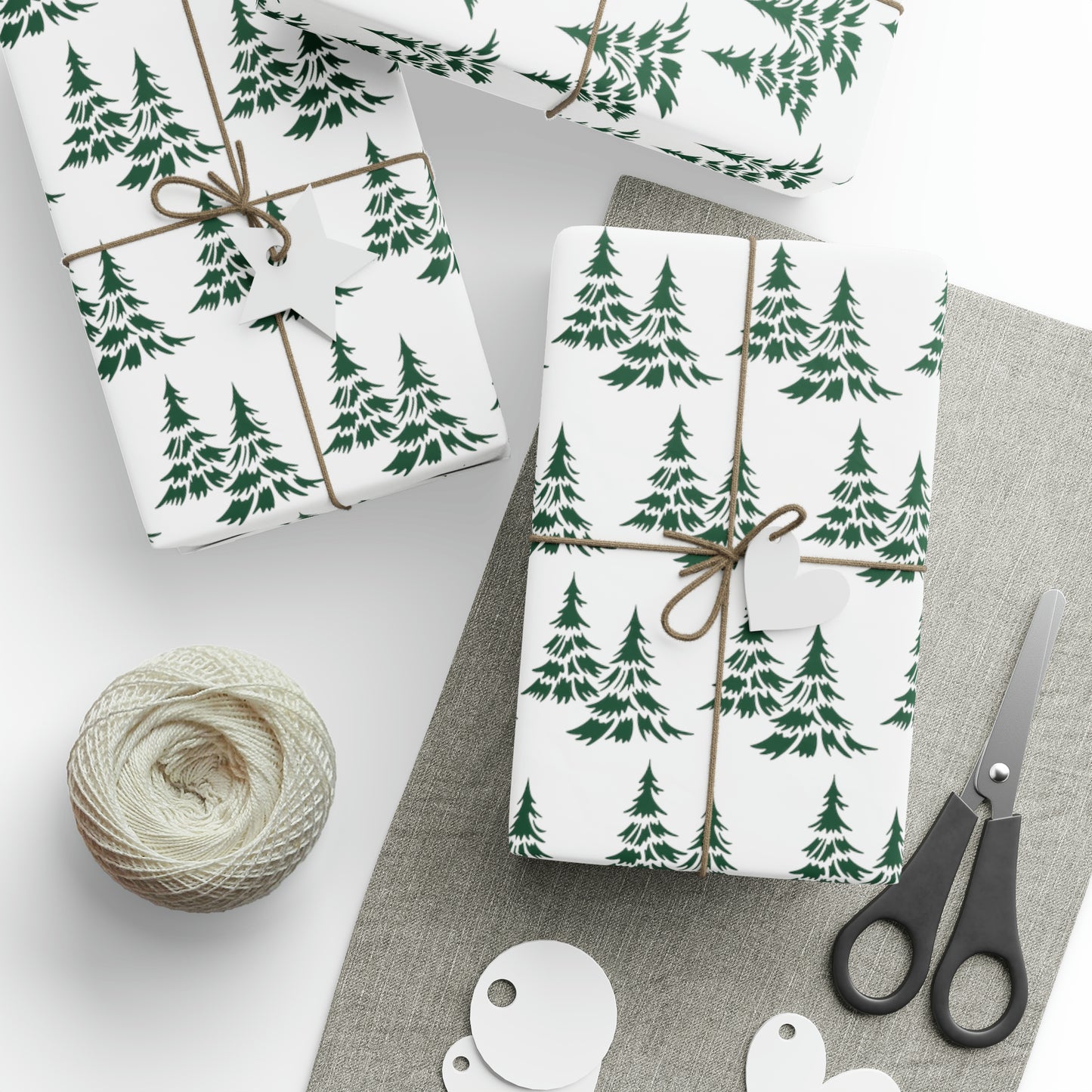 Retro Christmas Pine Trees Mid Century Retro Christmas Print Holiday Gift Wrap Paper - Glossy Or Matte