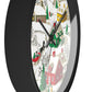 Christmas Winter Village Town Mid Century Retro Christmas Print Black Christmas Wall Clock