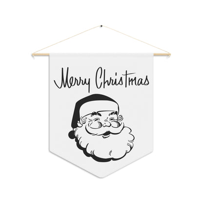 Merry Christmas Santa Mid Century Retro Christmas Print Wall Hanging Banner Flag