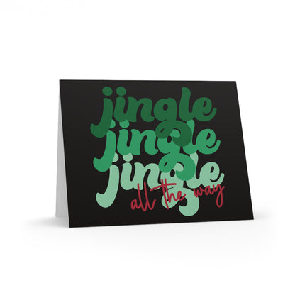 Jingle Jingle Jingle All The Way Christmas Retro Style Matte Greeting Cards (8, 16, and 24 pcs)