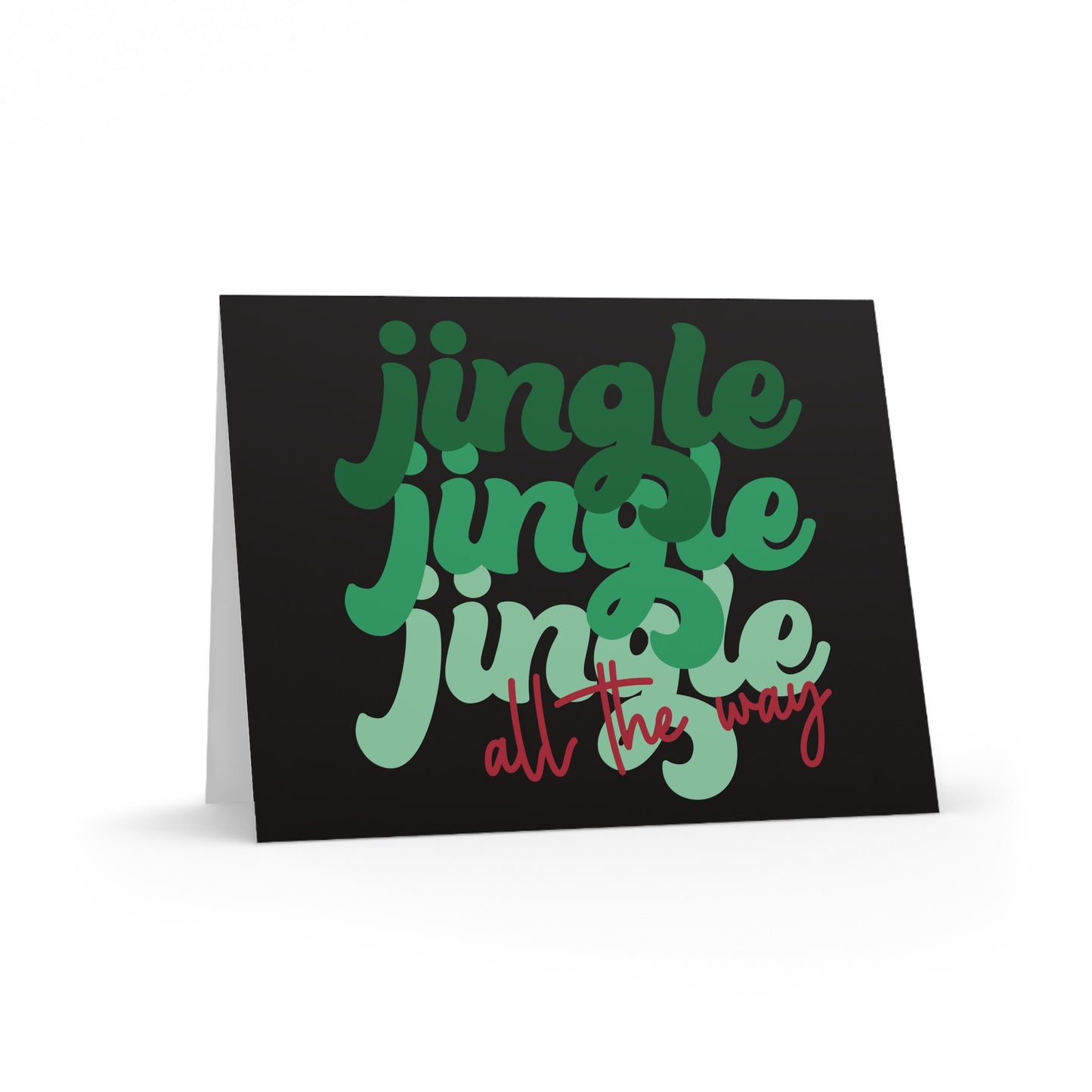 Jingle Jingle Jingle All The Way Christmas Retro Style Matte Greeting Cards (8, 16, and 24 pcs)