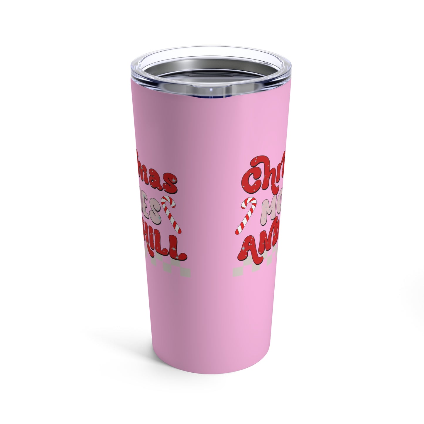 Christmas Movies And Chill Pink Christmas Print Stainless Steel Tumbler 20oz