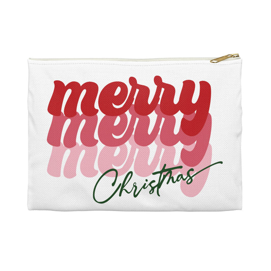 Merry Merry Merry Christmas Print Polyester Accessory Pouch Travel Bag