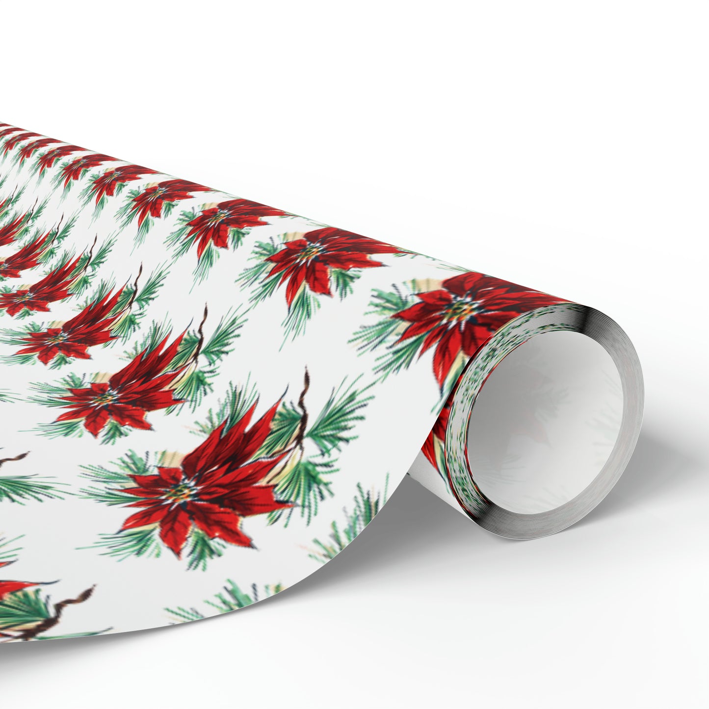 Vintage Poinsettias Mid Century Retro Christmas Print Holiday Gift Wrap Paper - Glossy Or Matte