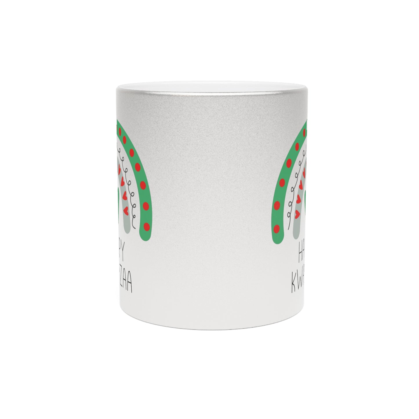 Happy Kwanzaa Boho Rainbow Silver Metallic Mug