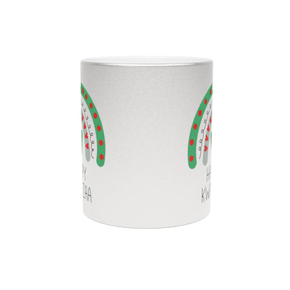 Happy Kwanzaa Boho Rainbow Silver Metallic Mug