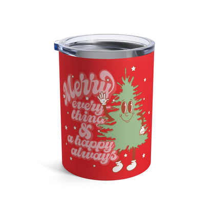 Merry Everything And Happy Always Cute Christmas Tree Retro Style Christmas Stainless Steel Tumbler 10oz