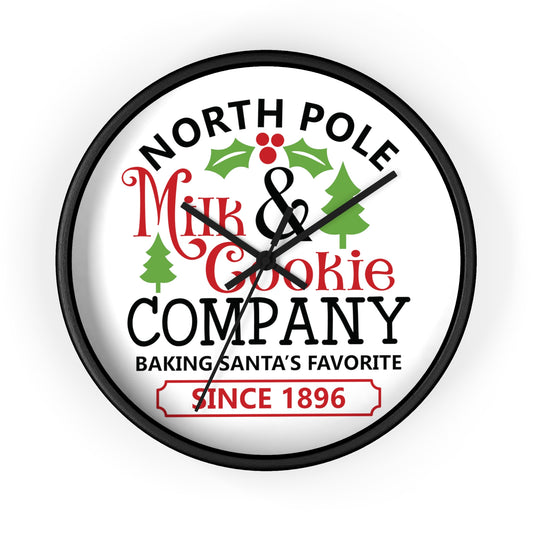 North Pole Milk And Cookie Company Christmas Wall Clock - White Or Black