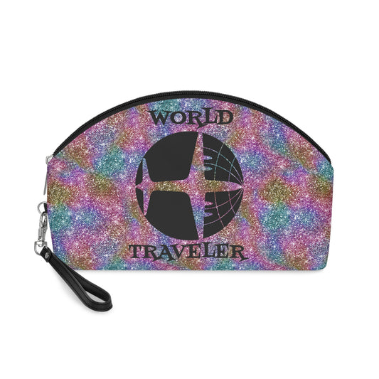 World Traveler Airplane Globe Atomic Mid Century Retro Print Cosmetic Travel Makeup Bag