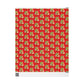 Reindeer With Holly And Bells Red Mid Century Retro Christmas Print Holiday Gift Wrap Paper - Glossy Or Matte