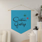 Christmas Greetings Starburst Retro Mid Century Blue Christmas Print Wall Hanging Banner Flag