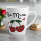 Be Mine Valentine's Day Pair Of Cherries Retro Style Ceramic Latte Coffee Mug