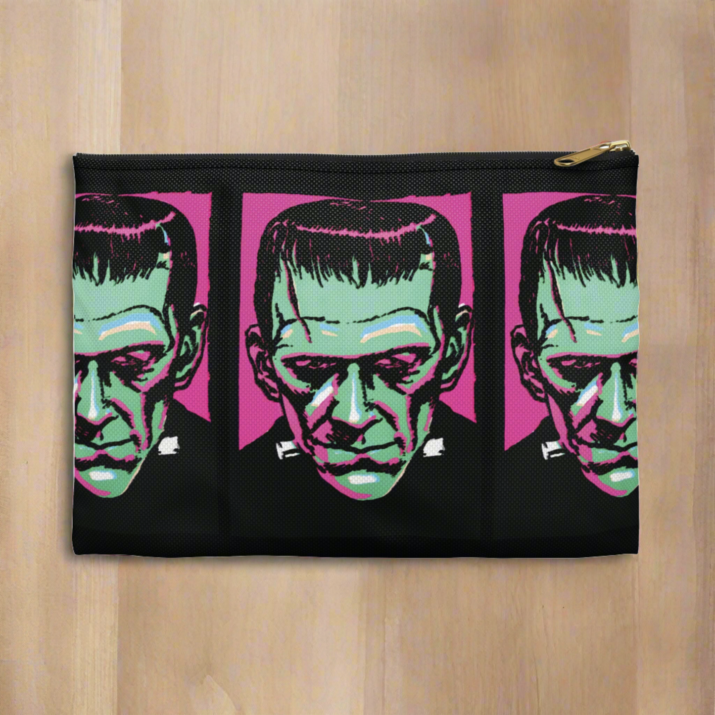 Frankenstein Monster Retro Halloween Print Polyester Accessory Pouch Travel Bag