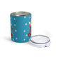 Christmas Mouse On Scooter Stars Blue Mid Century Retro Christmas Print Stainless Steel Tumbler 10oz