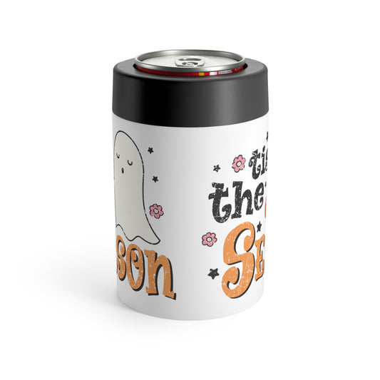 Tis The Season Trick Or Treat Ghost Distressed Halloween Print Lined Stainless Steel Can Holder