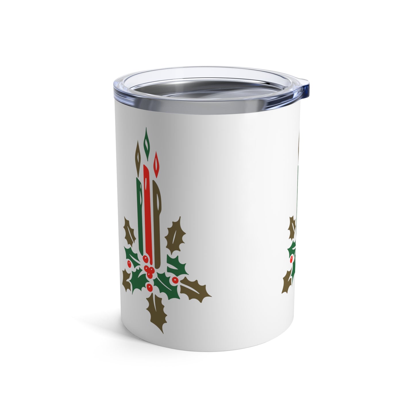 Christmas Candles Holly Mid Century Retro Christmas Print Stainless Steel Tumbler 10oz