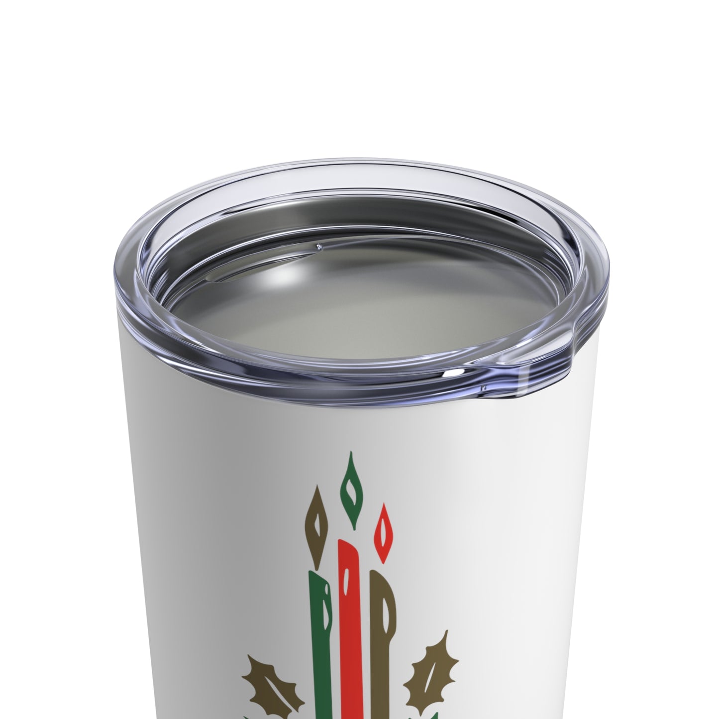 Christmas Candles Holly Mid Century Retro Christmas Print Stainless Steel Tumbler 10oz