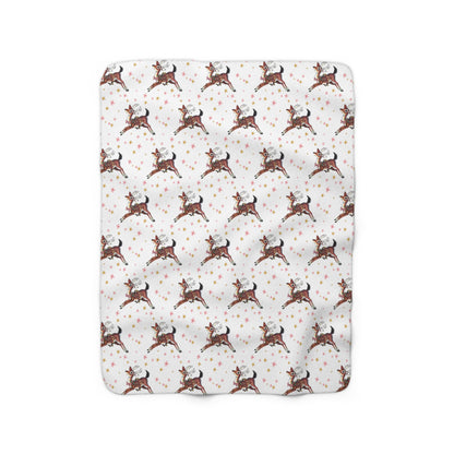 Reindeer Stars Retro Christmas Print Sherpa Fleece Blanket