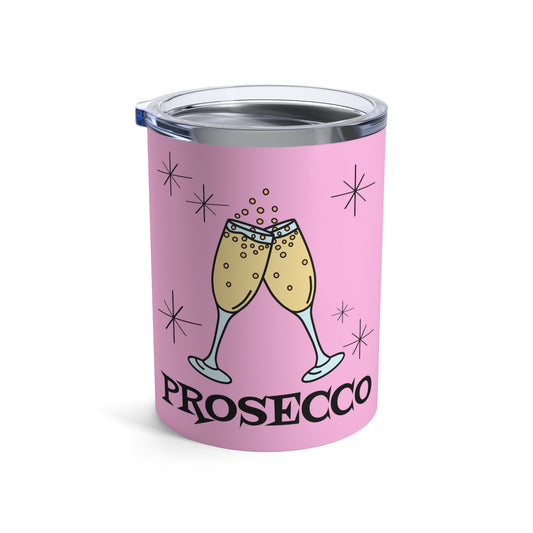 Prosecco Cocktails Mid Century Retro Style Stainless Steel Tumbler 10oz