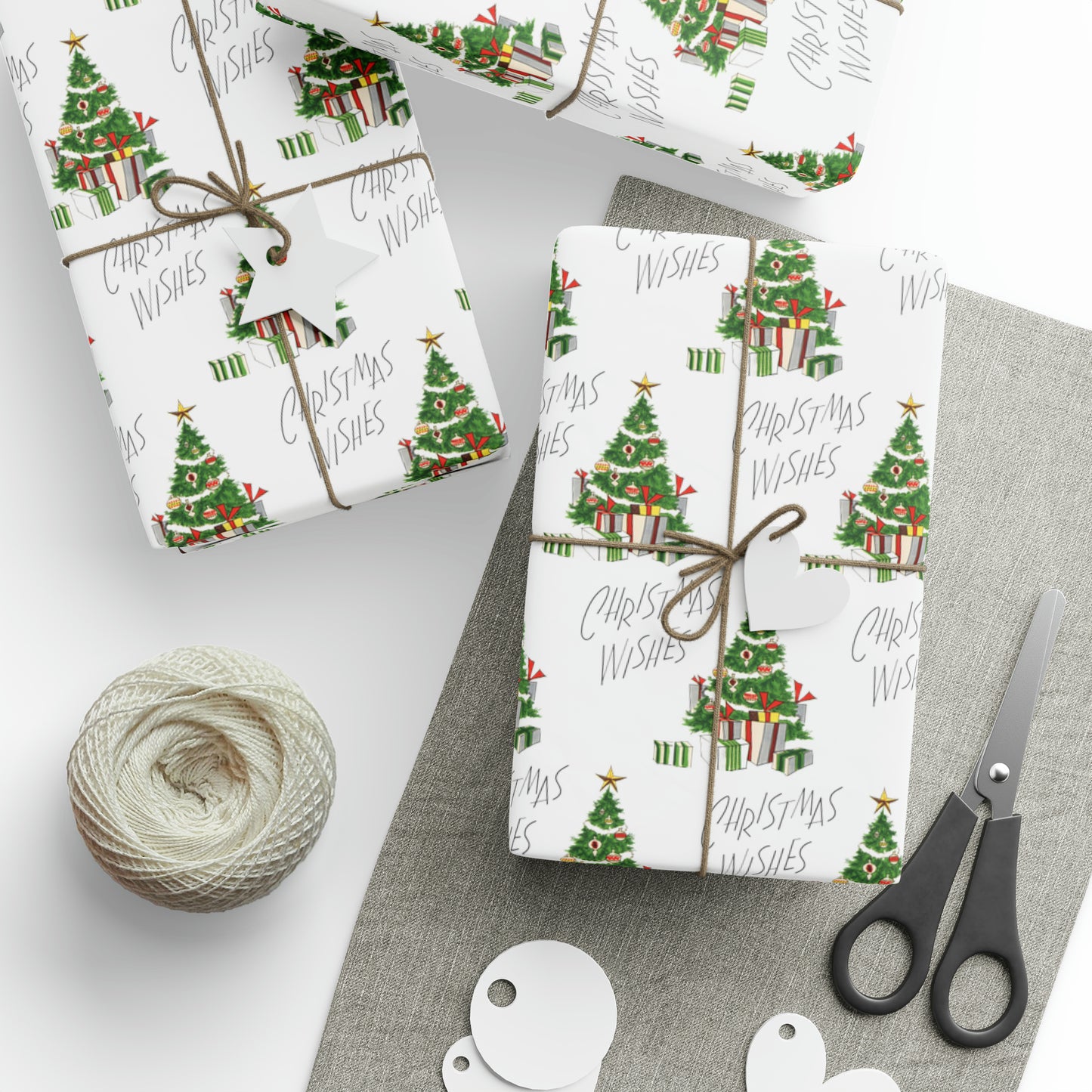 Christmas Wishes Christmas Tree With Presents Mid Century Retro Christmas Print Holiday Gift Wrap Paper - Glossy Or Matte