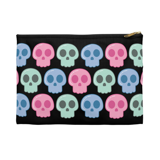 Pastel Skulls Halloween Print Polyester Accessory Pouch Travel Bag