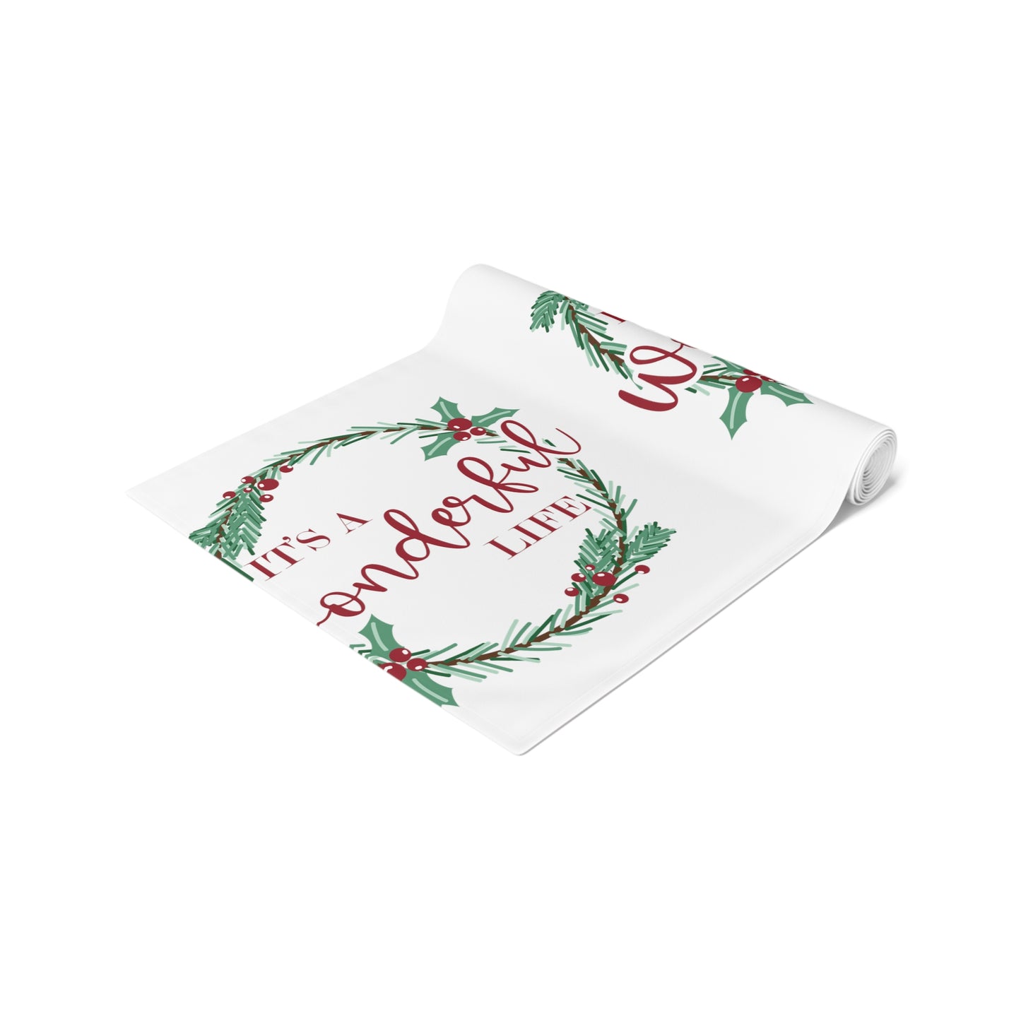 It's A Wonderful Life Christmas Print Home Decor Cotton Poly Table Runner