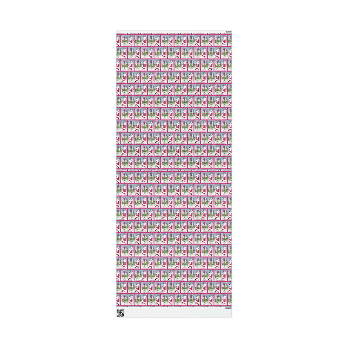 Pink Santa With Trees And Bell Mid Century Retro Christmas Print Holiday Gift Wrap Paper - Glossy Or Matte