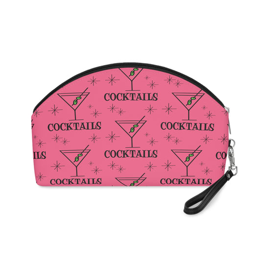 Martini Cocktails Atomic Pink Mid Century Retro Style Cosmetic Makeup Travel Bag