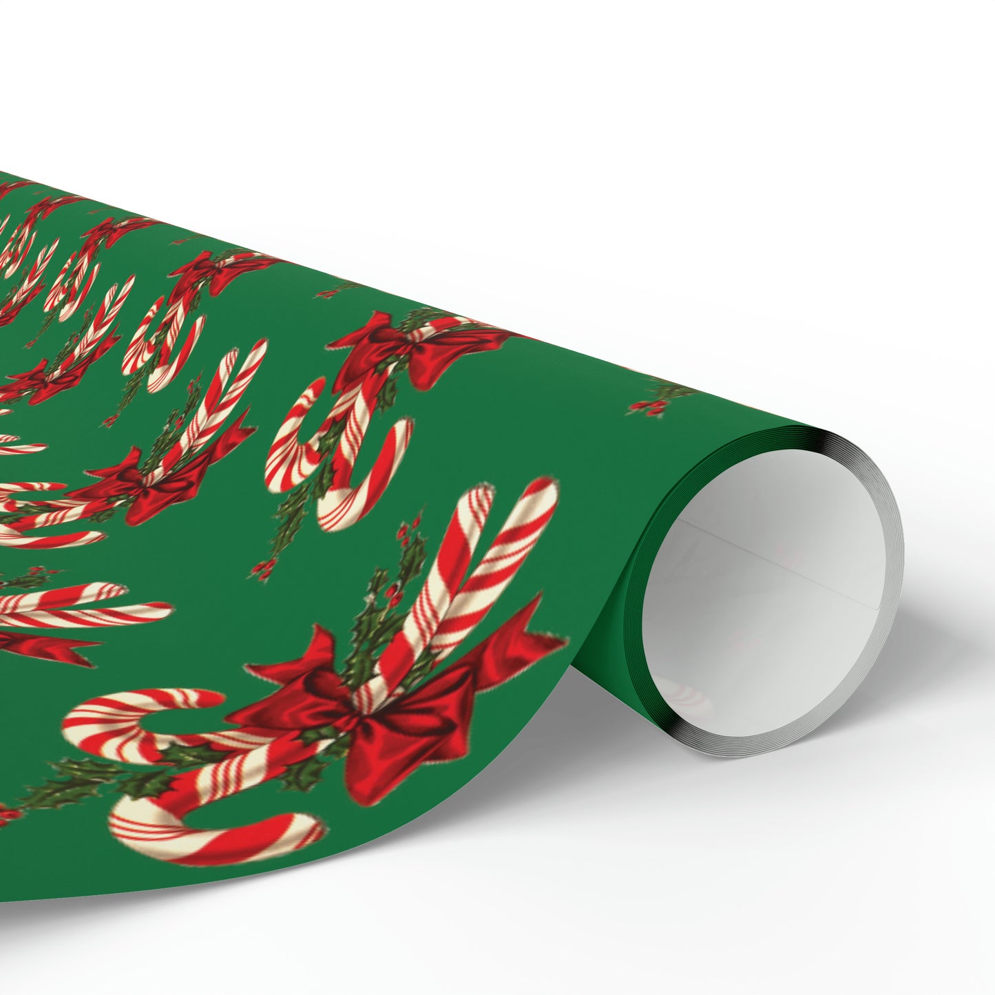 Retro Candy Canes Green Mid Century Retro Christmas Print Holiday Gift Wrap Paper - Glossy Or Matte