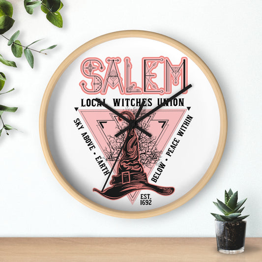 Salem Witches Union Halloween Fall Print Decor Wall Clock