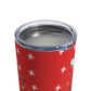 Christmas Mouse On Scooter Stars Mid Century Retro Christmas Print Stainless Steel Tumbler 10oz