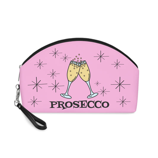 Prosecco Cocktails Pink Atomic Mid Century Retro Style Cosmetic Makeup Travel Bag