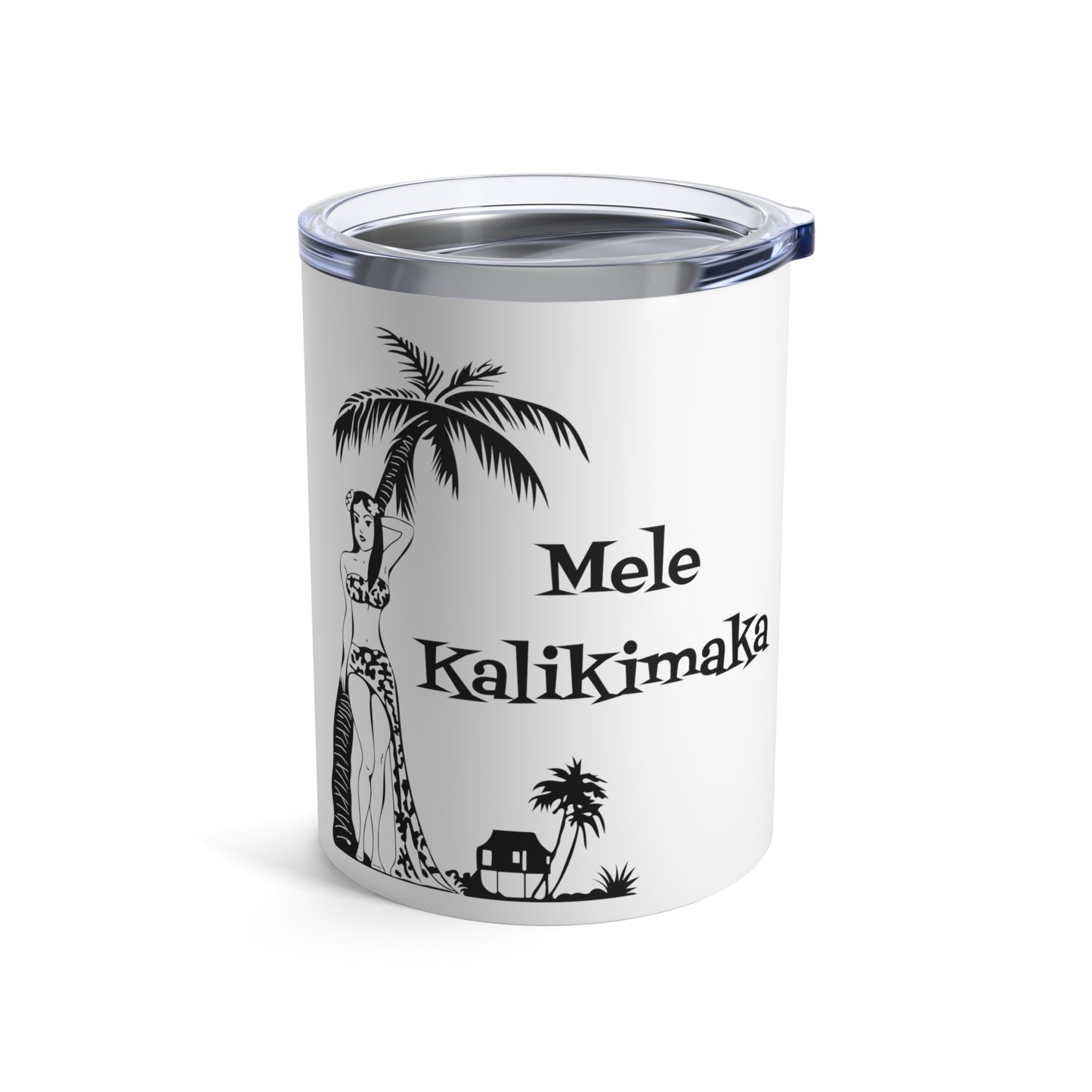 Mele Kalikimaka Hawaiian Girl Atomic Mid Century Retro Christmas Stainless Steel Tumbler 10oz