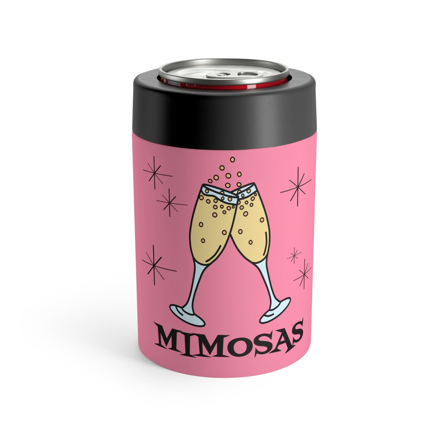 Mimosas Champagne Atomic Mid Century Retro Style Print Lined Stainless Steel Can Holder