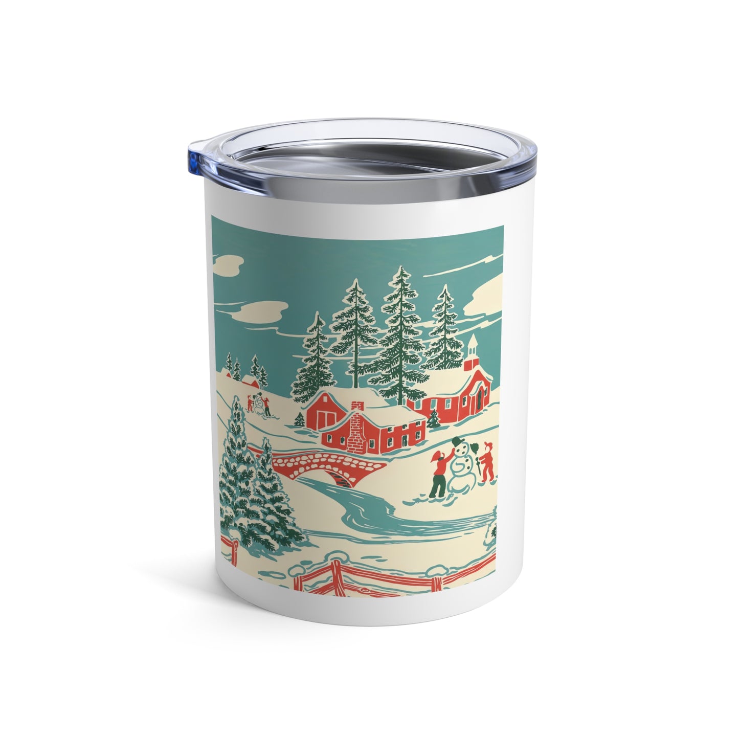 Winter Village Town Retro Christmas Print Stainless Steel Tumbler 10oz