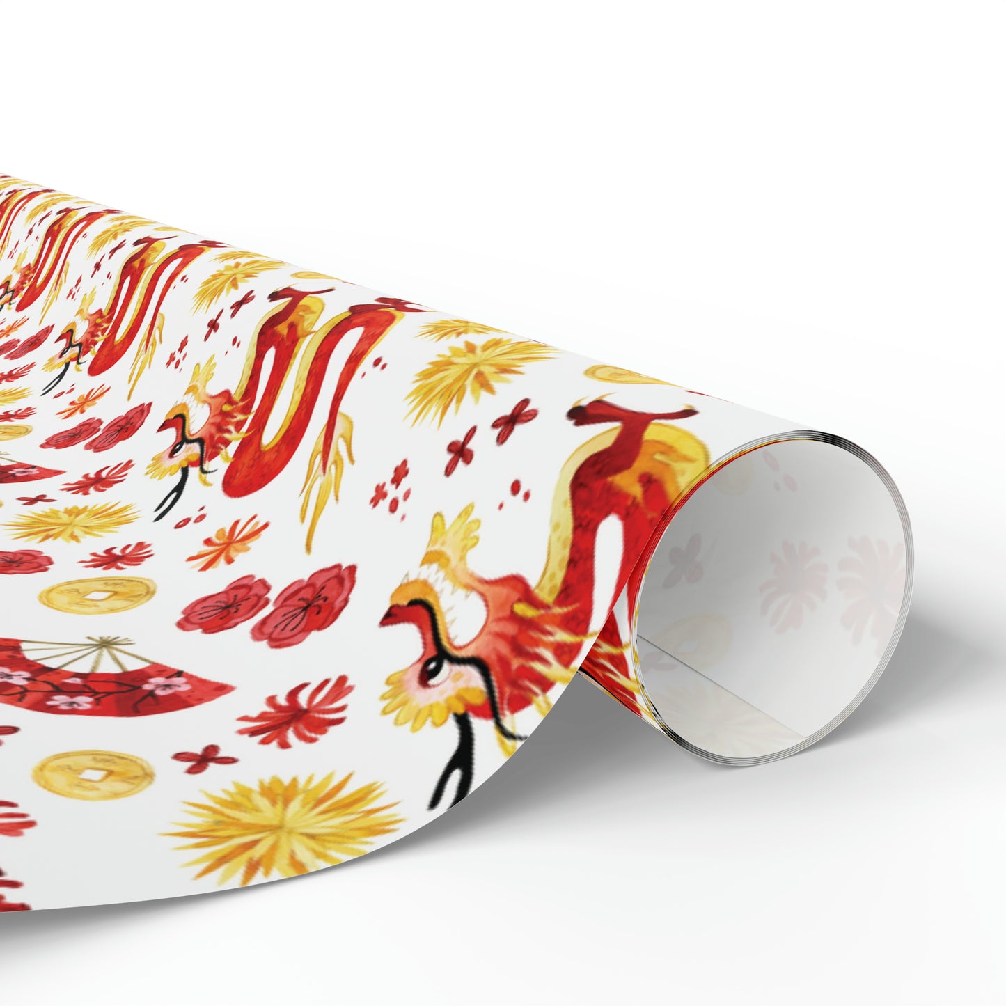 Lunar New Year Of The Dragon Spring Festival Holiday Gift Wrap Paper - Glossy Or Matte