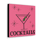 Martini Cocktails Mid Century Retro Design Pink Canvas Gallery Wrap