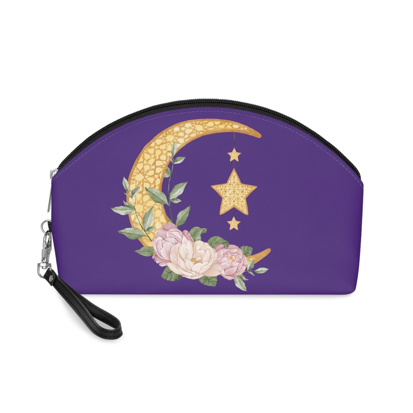 Crescent Moon Stars Purple Cosmetic Travel Makeup Bag