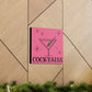 Martini Cocktails Mid Century Retro Design Pink Canvas Gallery Wrap