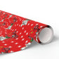 Christmas Mouse On Scooter Stars Red Mid Century Retro Christmas Print Holiday Gift Wrap Paper - Glossy Or Matte