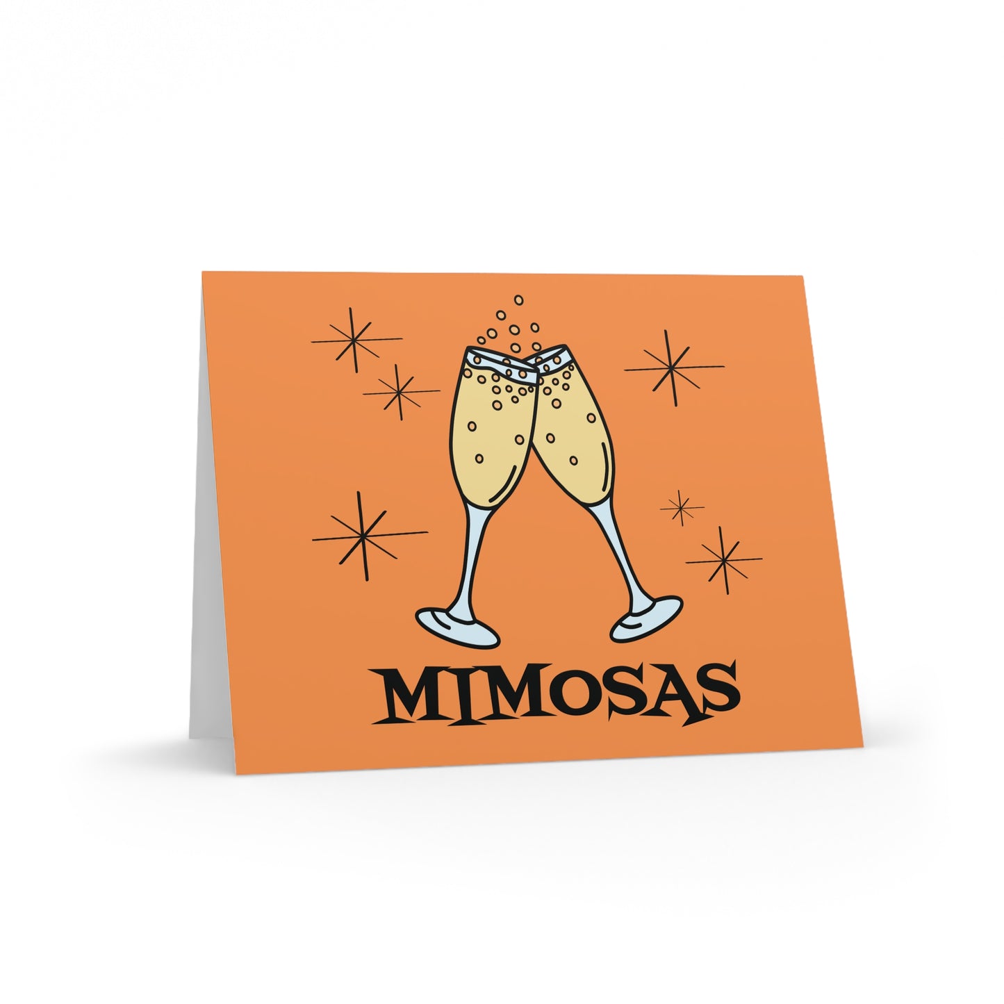 Mimosas Brunch Atomic Mid Century Retro Style Orange Matte Greeting Cards (8, 16, and 24 pcs)