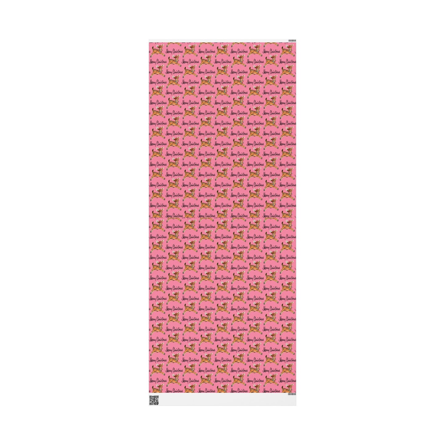 Merry Christmas Leaping Reindeer Pink Mid Century Retro Christmas Print Holiday Gift Wrap Paper - Glossy Or Matte