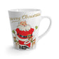 Merry Christmas Santa Reindeer Gold Stars Mid Century Retro Print Latte Mug