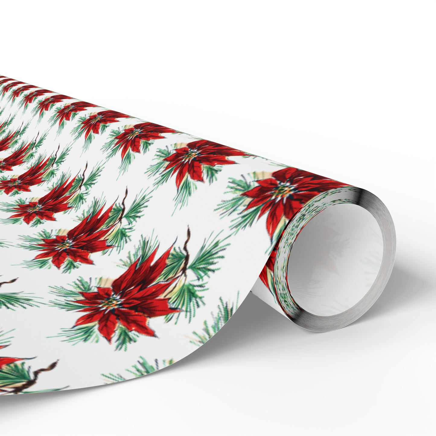 Vintage Poinsettias Mid Century Retro Christmas Print Holiday Gift Wrap Paper - Glossy Or Matte