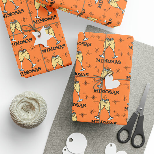 Mimosas Champagne Brunch Atomic Retro Style Holiday Gift Wrap Paper - Glossy Or Matte