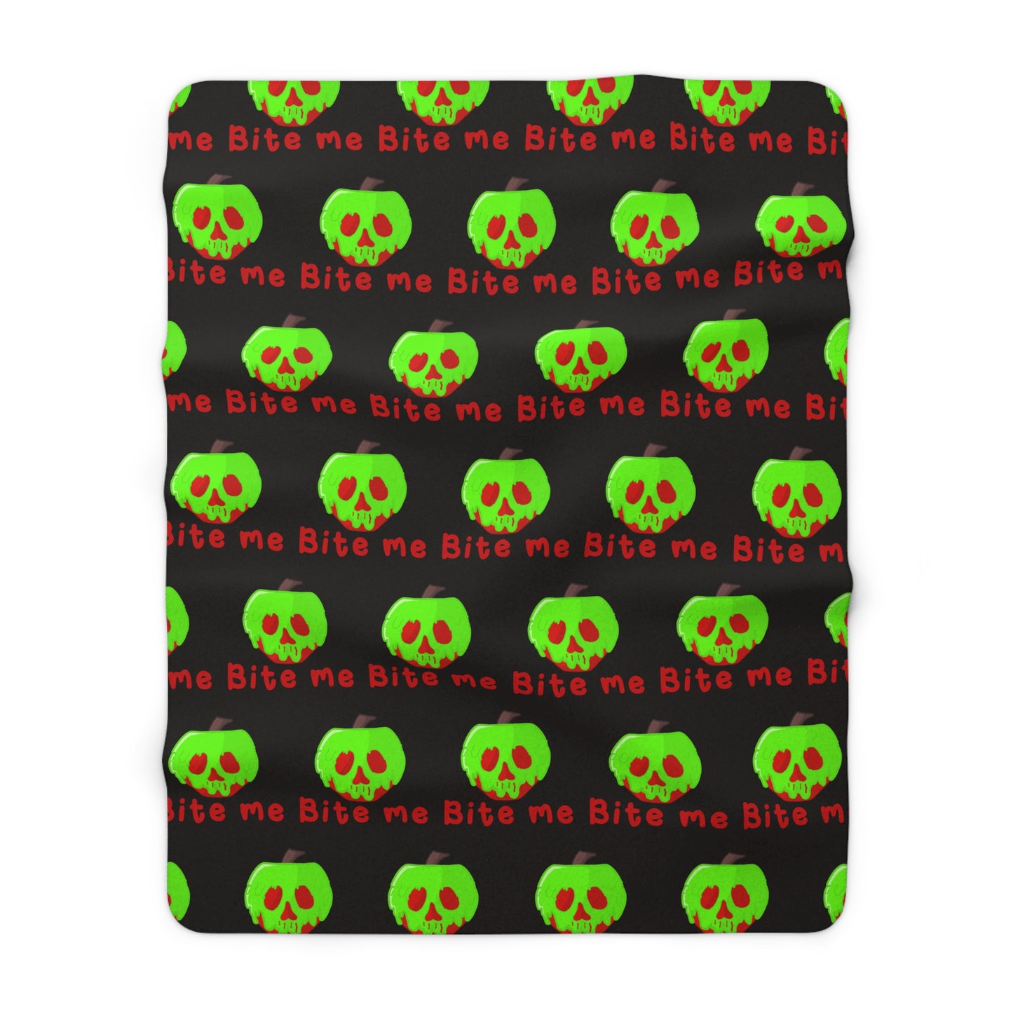 Bite Me Poison Apple Halloween Sherpa Fleece Blanket