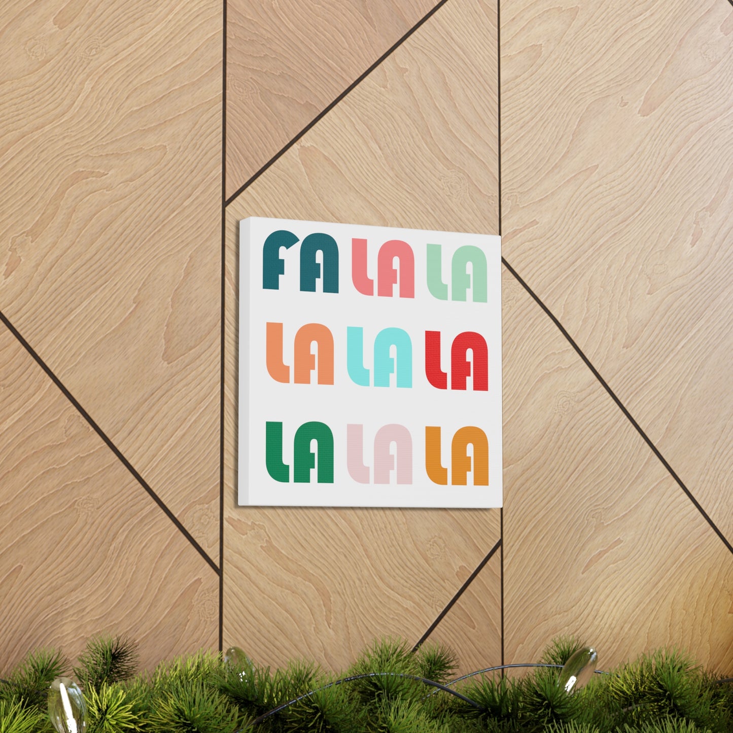 Fa La La La Christmas Retro Style Canvas Gallery Wraps