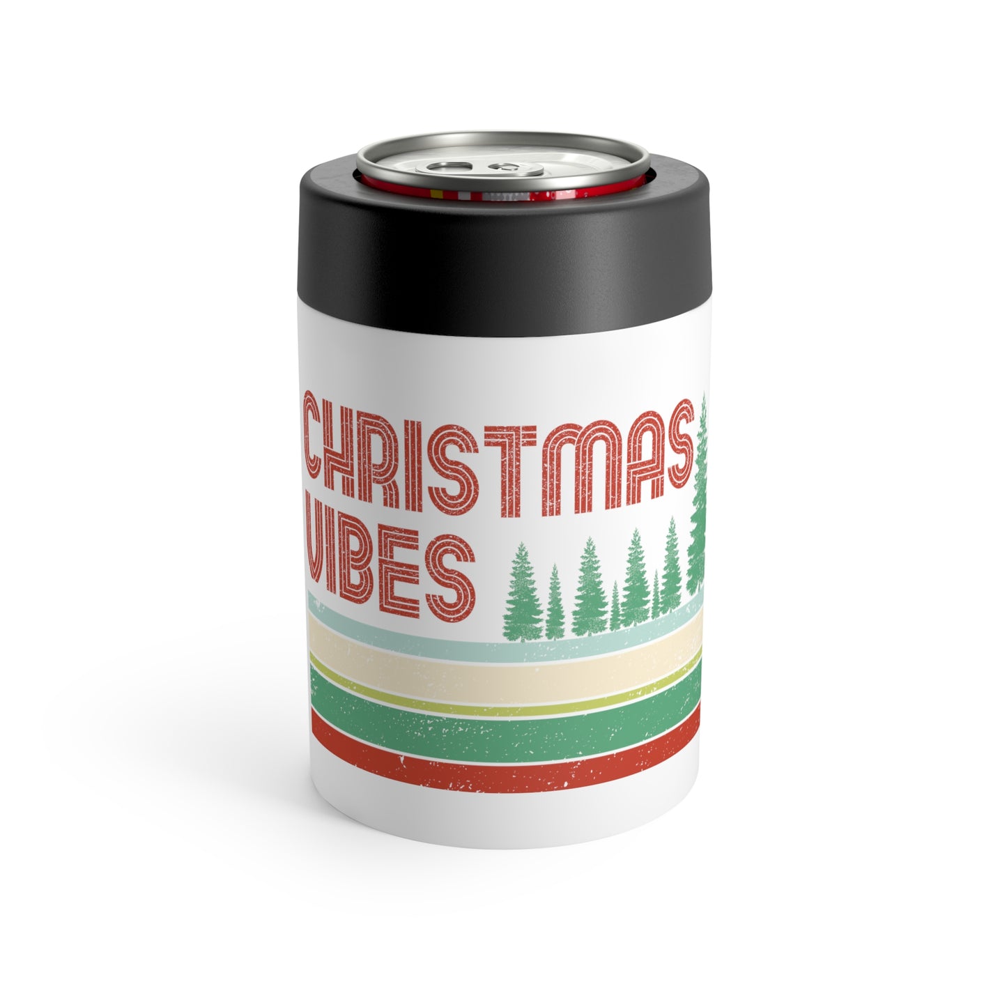 Christmas Vibes Retro Style Christmas Print Stainless Steel Can Holder
